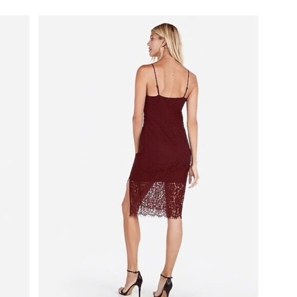 ✨ Express burgundy red Front Slit Lace Sheath Dress✨ - Picture 4 of 8